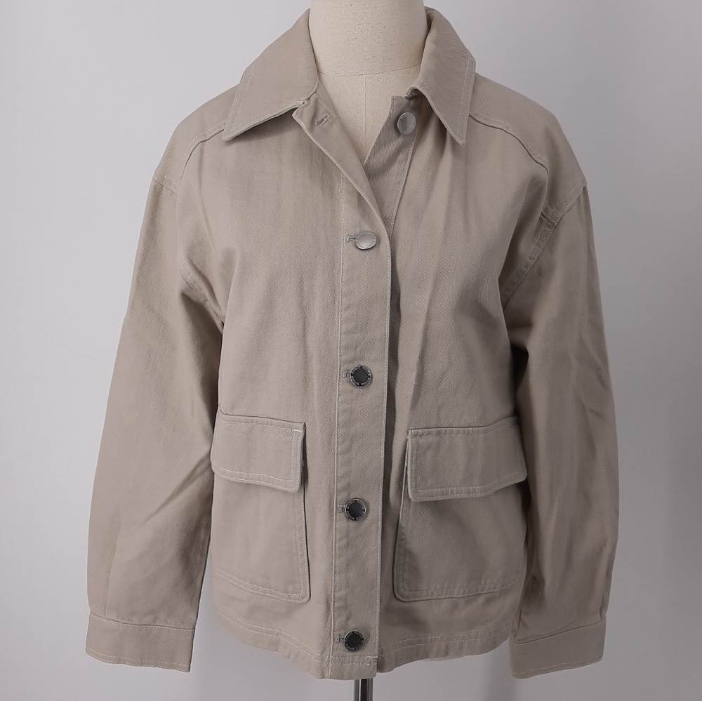 H&M Boxy Cut Soft Tan Denim Jacket